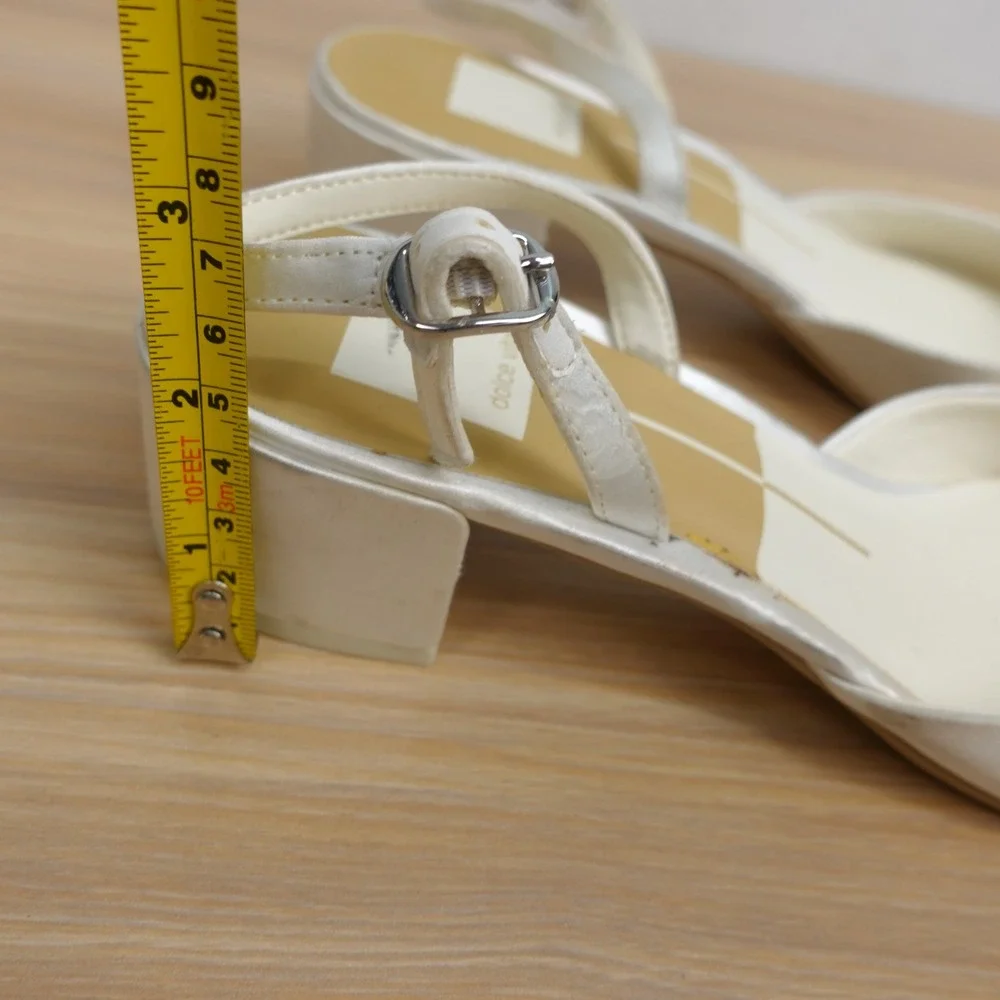 Dolce Vita Womens Slingback Pumps 8.5 White Bridal Satin Coquette Kitten Heel